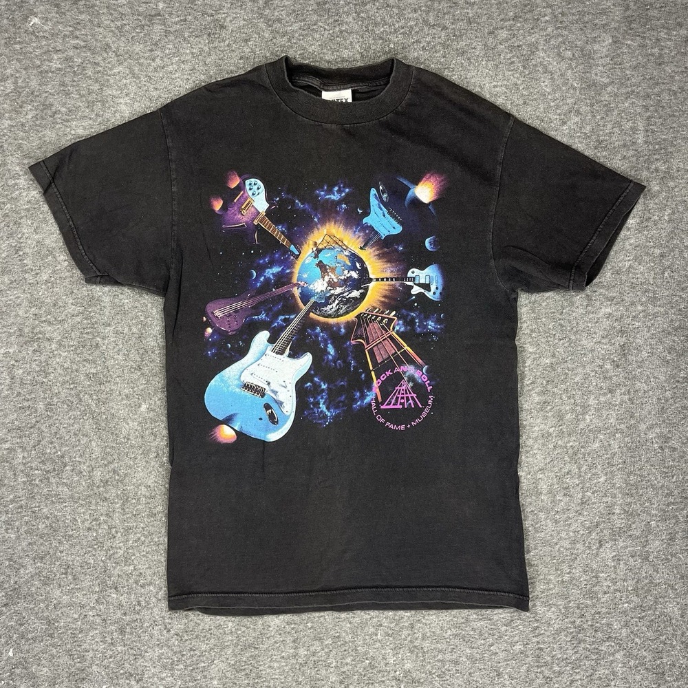 Vintage 90s Rock and Roll Hall of‎ Fame T shirt Men M Faded Black Tultex